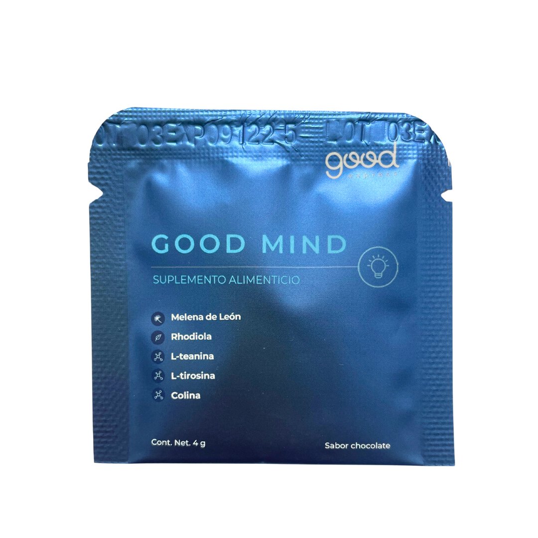 Sachet Good Mind - Melena de León, Rhodiola, Teanina, Colina y Tirosina 4 g - Good Express mx